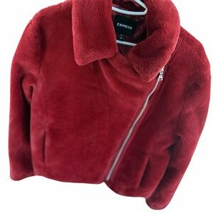 Express Kids Vibrant Red Faux Fur Coat